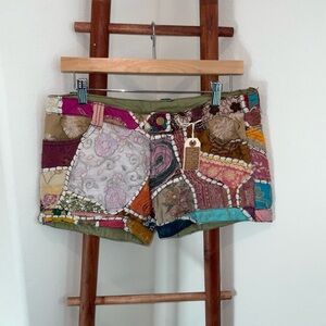 Colorful Patchwork Jean Shorts